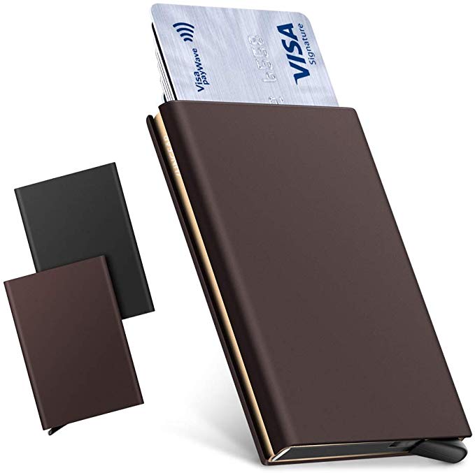 LUNGEAR Credit Card Holder Slim Metal Wallet with Money Clip RFID Front Pocket Card Protector Up to Hold 6 Cards