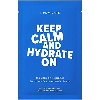 I DEW CARE Keep Calm and Hydrate On | Soothing Coconut Water Sheet Mask | Korean Skincare, Vegan, Cruelty-Free, Paraben-Free