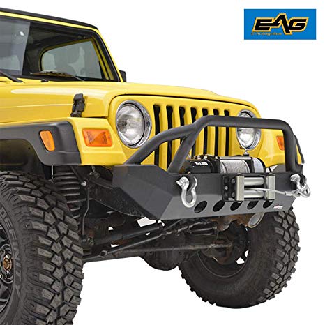 EAG Front Bumper w/D-rings & Winch Plate for Fits 87-06 Jeep Wrangler TJ/YJ