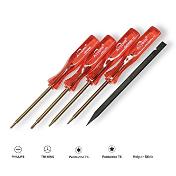 Abyone 5P S2 MacBook Screwdriver sets with Pentalobe 5 Pentalobe 6 Tri-Wing Phillips Head and helper stick for Apple MacBook Pro / Air(All Version)