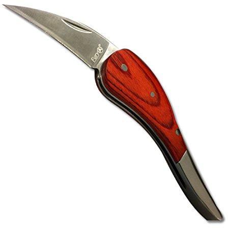 Fury Nobility Raindrop Razor Edge Blade Folding Knife with Rose Pakka Handle, 2-Inch