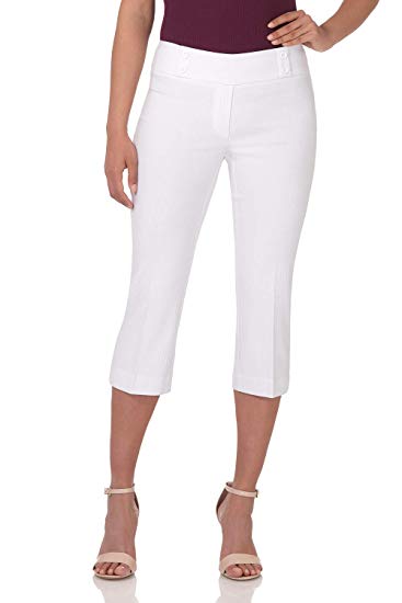 Rekucci Women's Ease in to Comfort Fit Capri with Button Detail