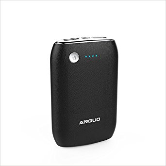 Power Bank，Anguo 10000 mAh Portable Charger Powerbank 2-Port External Battery Charger for iPhone 7 Plus 6s 6 Plus, iPad, Samsung Galaxy, Nexus, HTC and More (Black)