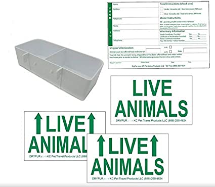 DryFur Kennel Travel Kit for Pets - Hook-On Dish & Live Animal Labels