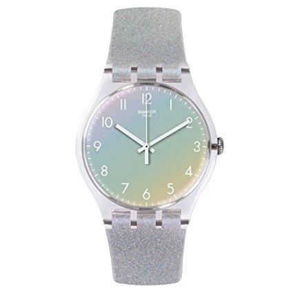 Swatch Girl's SUOK116 New Gent Analog Swiss Quartz Silicone Grey Watch