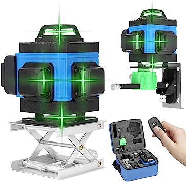 16 Lines 4D Laser Level Self-Leveling, 4x360 Multifunctional Lines Laser Level Tool Vertical Horizontal Crossline APP Remote Control, Green Laser Level Beam Magnetic Lifting Base for Indoor Outdoor