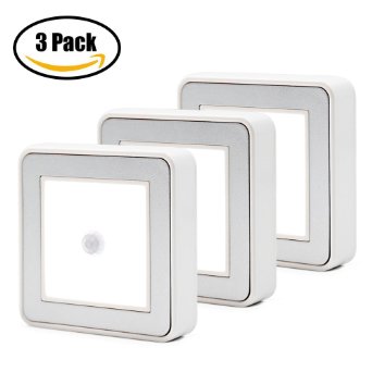 3PCS Silipower ® No Battery Rechargeable Wireless Motion Sensor LED Night Light ,Stick-Anywhere Wall Light,Stair Light. Great for Hallway,Closet, Bedroom,Kitchen.With 3M Adhesive,Magnetic Strip