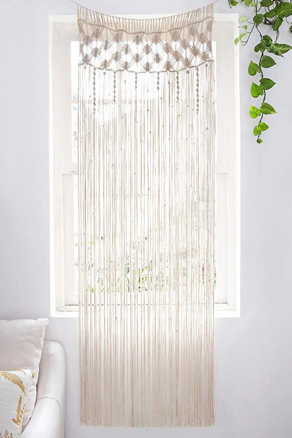 Mkono Macrame Curtain Wall Hanging Boho Wedding Backdrop, 29" W x 80" L