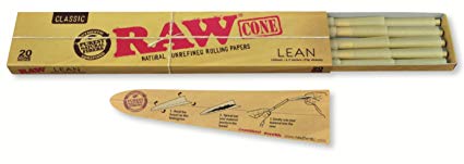 Raw Classic Lean Size Pre Rolled Cones - 20 Cones Per Pack - 1 Pack