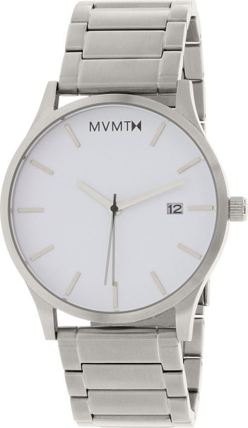 MVMT Watches White Face with Silver Stainless Steel Bracelet Mens Watch