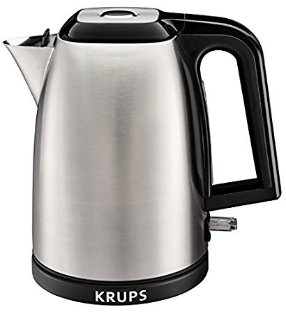 KRUPS BW3110 SAVOY Manual Electric Kettle with Auto Shut Off and Brushed Stainless Steel Housing, 1.7-Liter, Silver