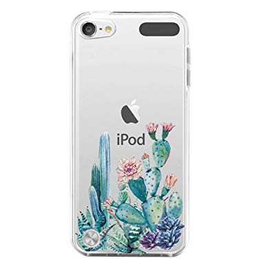 IPod Touch 5 Case,IPod Touch 5 Case for with Flower,LUOLNH Slim Shockproof Clear Floral Pattern Soft Flexible TPU Back Cover for Apple iPod touch 5th Generation(Cactus flower)