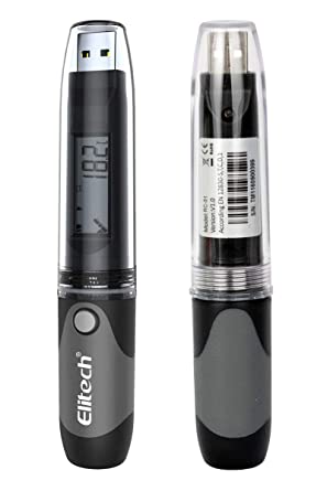 Elitech RC-51 PDF USB Temperature Data Logger Reusable Recorder Pen Style 32000 Record Points - Black