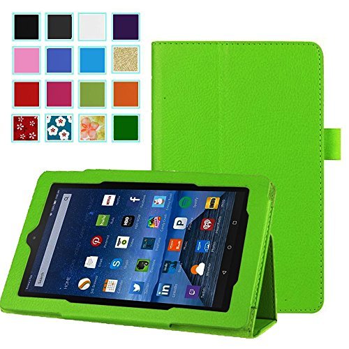 Fire 7 2015 Case - eTopxizu Slim PU Leather Folding Cover for Fire Tablet (7 inch Display - 5th Generation, 2015 Release Only) - Green