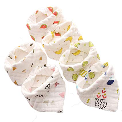Cotton Baby Bandana Drool Bibs for Boys and Girls,6 Pack Soft Bibs With Snaps
