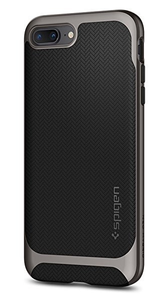 Spigen Neo Hybrid Herringbone iPhone 8 Plus Case / iPhone 7 Plus Case with Hard Bumper Frame for Apple iPhone 8 Plus (2017) / Apple iPhone 7 Plus (2016) - Gunmetal