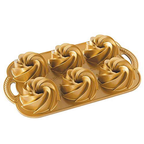 Nordic Ware 88077 Heritage Bundtlette Cakes, One Size, Gold