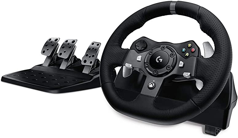 Logitech G920 Driving Force Racing Wheel and Floor Pedals, Real Force Feedback, Stainless Steel Paddle Shifters, Leather Steering Wheel Cover for Xbox Series X|S, Xbox One, PC, Mac - Black