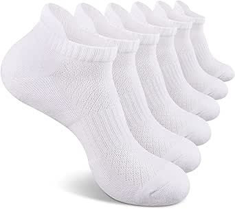 COOPLUS Mens Cotton Socks Ankle Athletic Cushion Running Socks for Men Moisture Wicking Breathable 6 Pairs