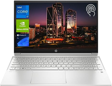 HP Pavilion Business Laptop, 15.6” FHD Touchscreen Display, Intel Core i7-1355U, NVIDIA GeForce MX550, 16GB RAM, 512GB SSD, FP Reader, Backlit KB, Wi-Fi 6, Webcam, HDMI, Windows 11 Pro, Silver