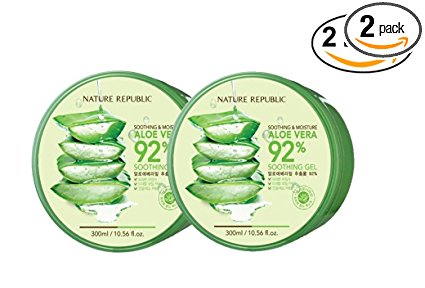 Nature Republic New Soothing & Moisture Aloe Vera 92% Gel, 10.56 Fl Oz (2 Pack)