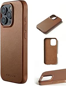 Mujjo Leather Phone Case - Fits iPhone 16 Pro - MagSafe Compatible - Premium European Leather - Enhanced Phone & Camera Lens Protection - Crafted with Recycled Material - Slim Profile - Tan