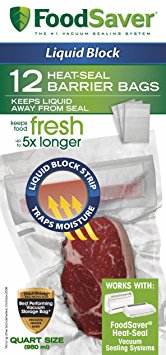 FoodSaver Liquid Block Heat-Seal Quart Bags, 12 Count