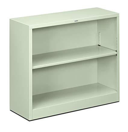 HON Metal Bookcase - Bookcase with Two Shelves, 34-1/2w x 12-5/8d x 29h, Light Gray (HHS30ABC)