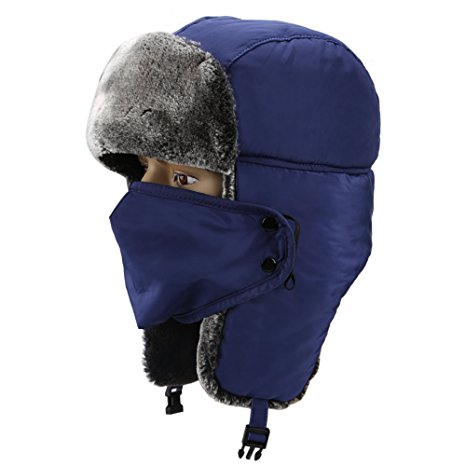 Mysuntown Unisex Winter Trooper Hat Hunting Hat Ushanka Ear Flap Chin Strap and Windproof Mask