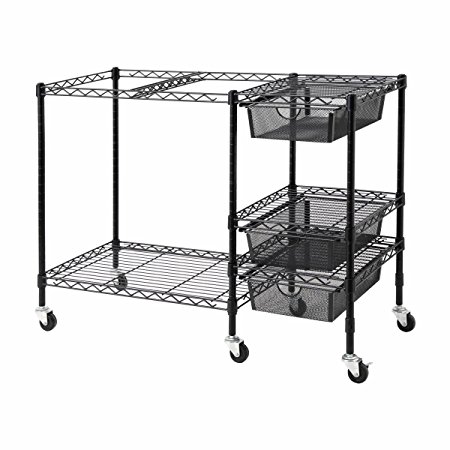Vertiflex Mobile File Cart with 3 Drawers, 38 x 15.5 x 28 Inches, Black (VF50621)