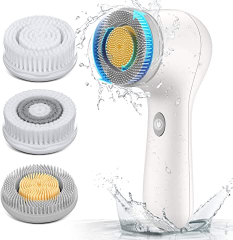 Face Brush, ETEREAUTY Rechargeable Facial Cleansing Brush, 3 Brush Heads for Cleansing and Exfoliating, Waterproof Electric Spin Face Scrub Brush, USB Charge, Bi-directional Rotation, Smart Timer