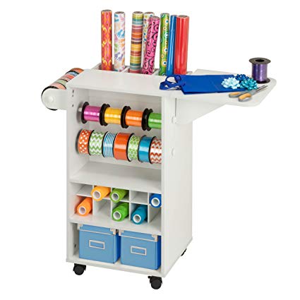 Honey-Can-Do CRT-06343 Rolling Craft Storage Cart with Fabric Drawer, White