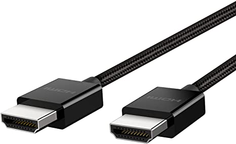 Belkin Ultra HD High Speed HDMI 2.1 Braided Cable - 6.6ft/2m 4K, Supports 4K/120Hz and 8K/60Hz, Dolby Vision/HDR 10 Compatible, 48Gbps