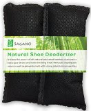 Best Activated Charcoal Shoe Deodorizer By Sagano - 2x All Natural Activated Charcoal Odor Absorbers - Stop Stinky Feet and Smelly Socks - Prevents Mold and Bacteria - Smoke Smell Remover