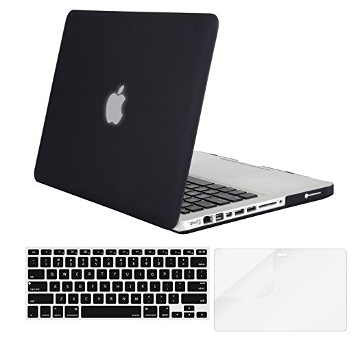 Mosiso Plastic Hard Case with Keyboard Cover with Screen Protector for Old MacBook Pro 13 Inch with CD-ROM (Model: A1278), Black