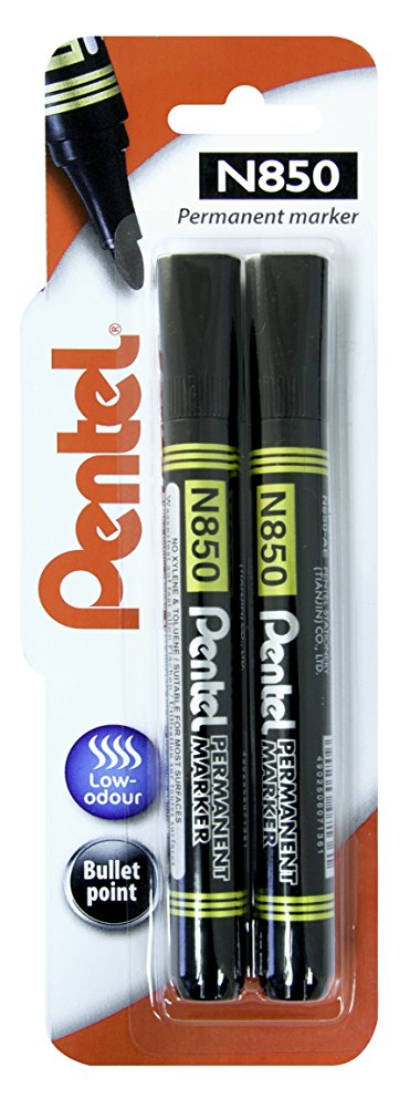 Pentel Bullet point N850 Marker, 4.2mm tip, Black ink, 1 blister card with 2 markers