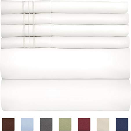 CGK Unlimited Extra Deep Pocket Sheets - 7 Piece Sheet Set - Split King Size Sheets Deep Pocket - Extra Deep Bed Sheets Extra Deep Pocket Sheets - 21 inch Deep Pockets