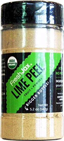 FreshJax Premium Organic Spices, Herbs, Seasonings, and Salts (Certified Organic Lime Peel Powder - Large Bottle)