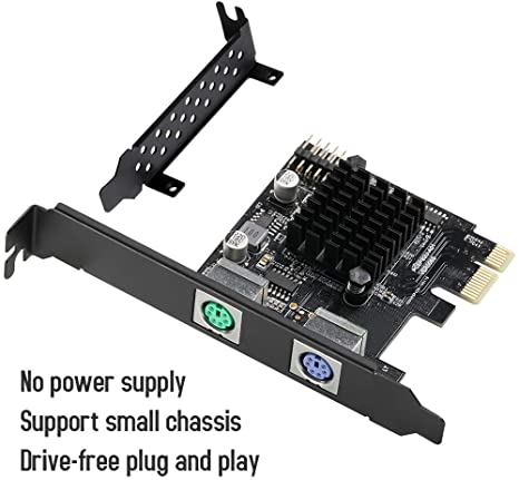 MZHOU PCIe PS2 Card 2 Port, PCIe to Two PS2 Controller Expansion Card, You can connect PS2 Keyboard, Mouse, Printer, Card Reader, Cameras, Scanners etc. Support Systems XP WIN7 / 8/10 Server 2003