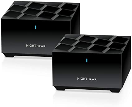 NETGEAR AX1800 Nighthawk Whole Home Mesh WiFi 6 System MK62, Wireless Router with 1 Satellite Extender, Coverage up to 2,000 sq. ft. and 25  Devices, 2 Pack, Black, a_NA