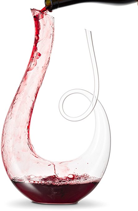 Decodyne Wine Decanter - 100% Hand Blown, Crystal Glass, Lead-free Red Wine Carafe - Provides Intense Aerating in a Stunning Snake Shape Design - Easy To Pour Wine Gift Accessories