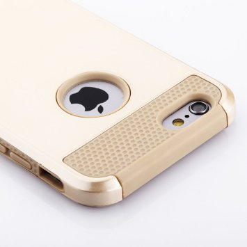 iPhone 6S Case technext020 Non-Slip Perfect-Fit iPhone 6 6S 47 Case Hard Plastic Silicone Protective Case Rubber Bumper Slim Heavy Duty Dual Layer Gold Cover for iPhone 6 2014 and iPhone 6S 2015