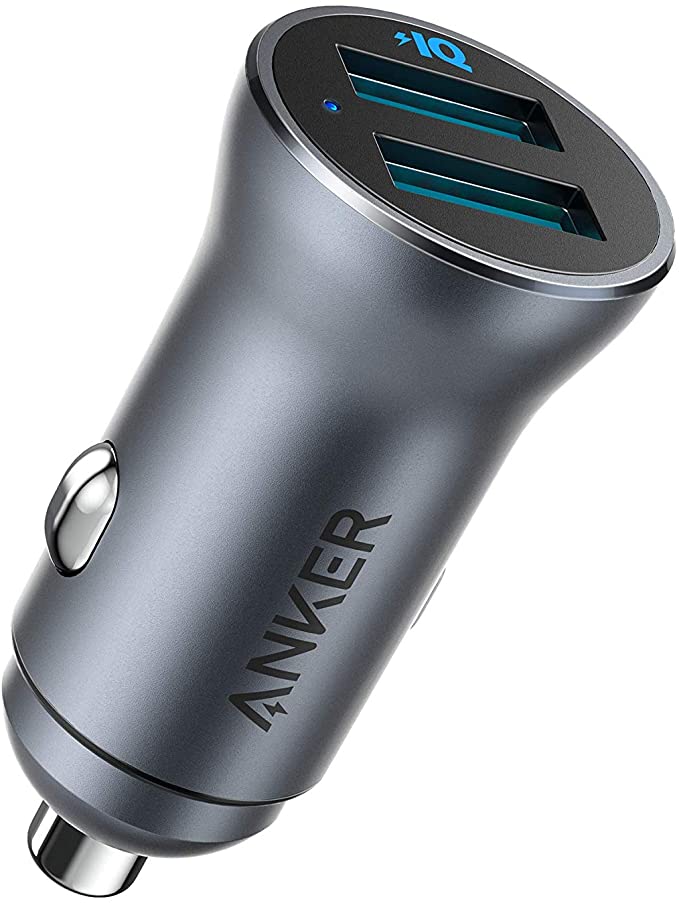 Anker PowerDrive II 2-Port 24W Alloy USB Car Charger, 24W Metal Charger, Supports 22.5W Huawei High Speed Charges for Huawei P30 / Mate 30/20 / Pro, iPhone 11 / XR/XS/X / 8 and More