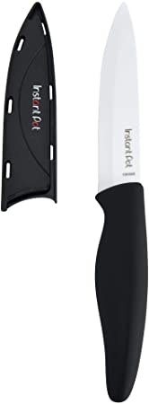 Instant Pot Official Ceramic Serrated Utility Knife with Blade Cover, 5-inch, Black