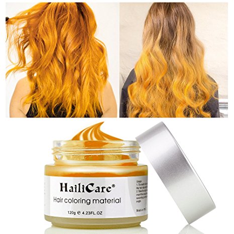 HailiCare Golden Hair Wax 4.23 oz, Professional Gold Hair Wax, Natural Matte Hairstyle Hair Dye Wax for Party, Cosplay (Upgrade Glass Jar)