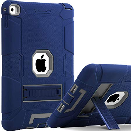 BENTOBEN Case for iPad Air 2, [Hybrid Shockproof Case] with Kickstand Rugged Triple-Layer Shock Resistant Drop Proof Protective Case Cover for iPad Air 2 (A1566 A1567) 2014 Released, Navy Blue/Gray