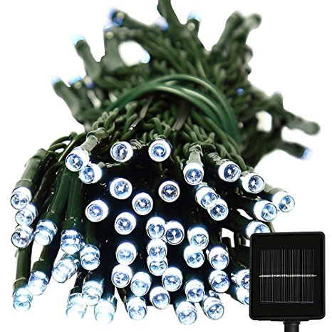 Outdoor Solar Powered String Lights, easyDecor 100 LED 8 Modes 39ft White Decorative Fairy Christmas Light for Party, Patio, Garden Decor, Holiday Decorations, Home, Wedding, Tree, Indoor, lawn