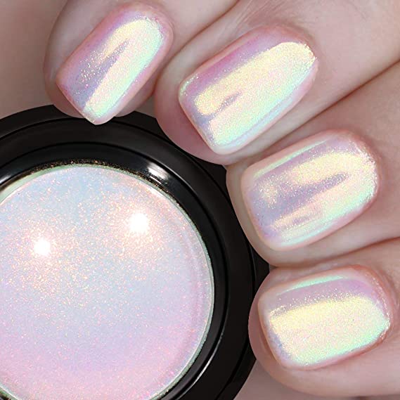 PrettyDiva Mermaid Chrome Nail Powder - Aurora Nail Powders Iridescent Mica Powder Unicorn Pigment for Nail Art, Multi Chrome Powder for Nails Chameleon Powder Manicure Pigment Glitter Dust#13