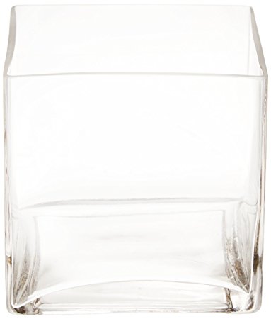 Flower Glass Vase Decorative Centerpiece For Home or Wedding by Royal Imports - Clear Glass, Cube Shape, 6" Tall, 6"x6" Opening