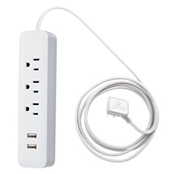 Globe Electric Designer Series 6-ft 3-Outlet USB Power Strip, 2x USB Ports, White Finish 78251